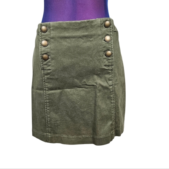 NWT Abercrombie & Fitch Olive Y2K Sailor Cotton Jean Skirt Size 0 Women's H57‎ - Picture 2 of 11